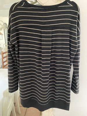 French Terry Stripe Long Sleeve Top