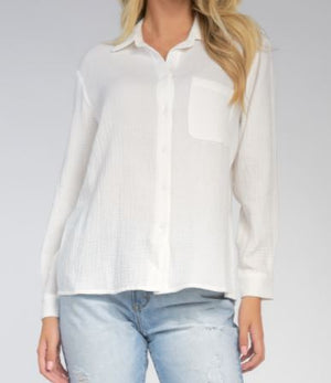 Long Sleeve Button Top with Collar