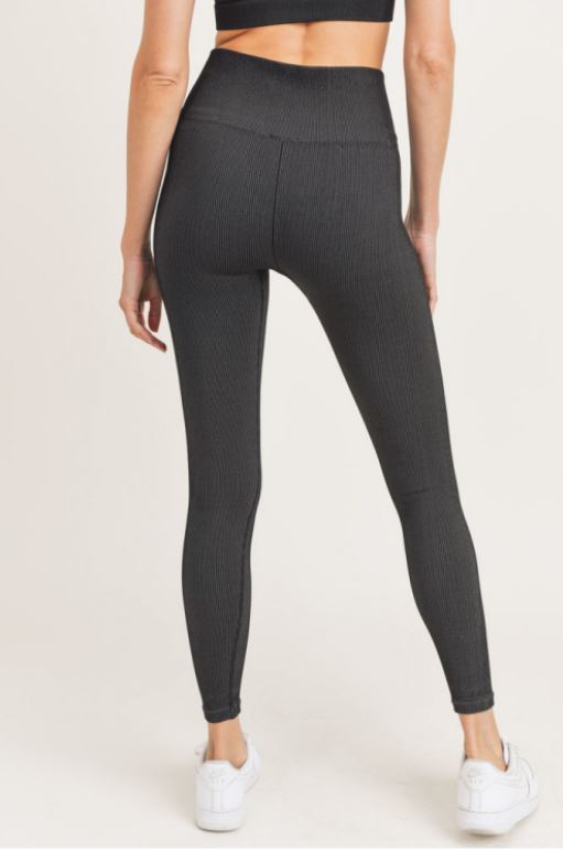 Black Ribbed Dry Brush Seamless Leggings